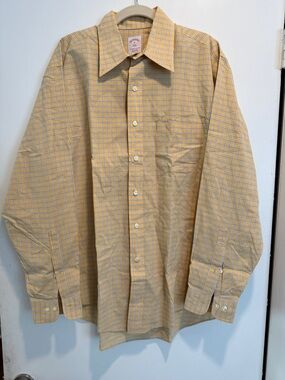 Brooks Brothers Men's Yellow Check Button-Down Shirt